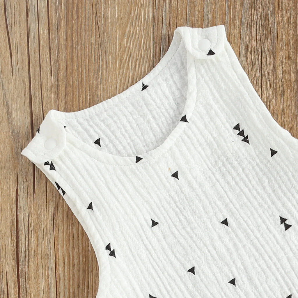Summer Baby Boys Girls Sleeveless Romper Linen Fabric Cactus Print Playsuits Cotton Muslin Jumpsuits Children Overalls Clothing