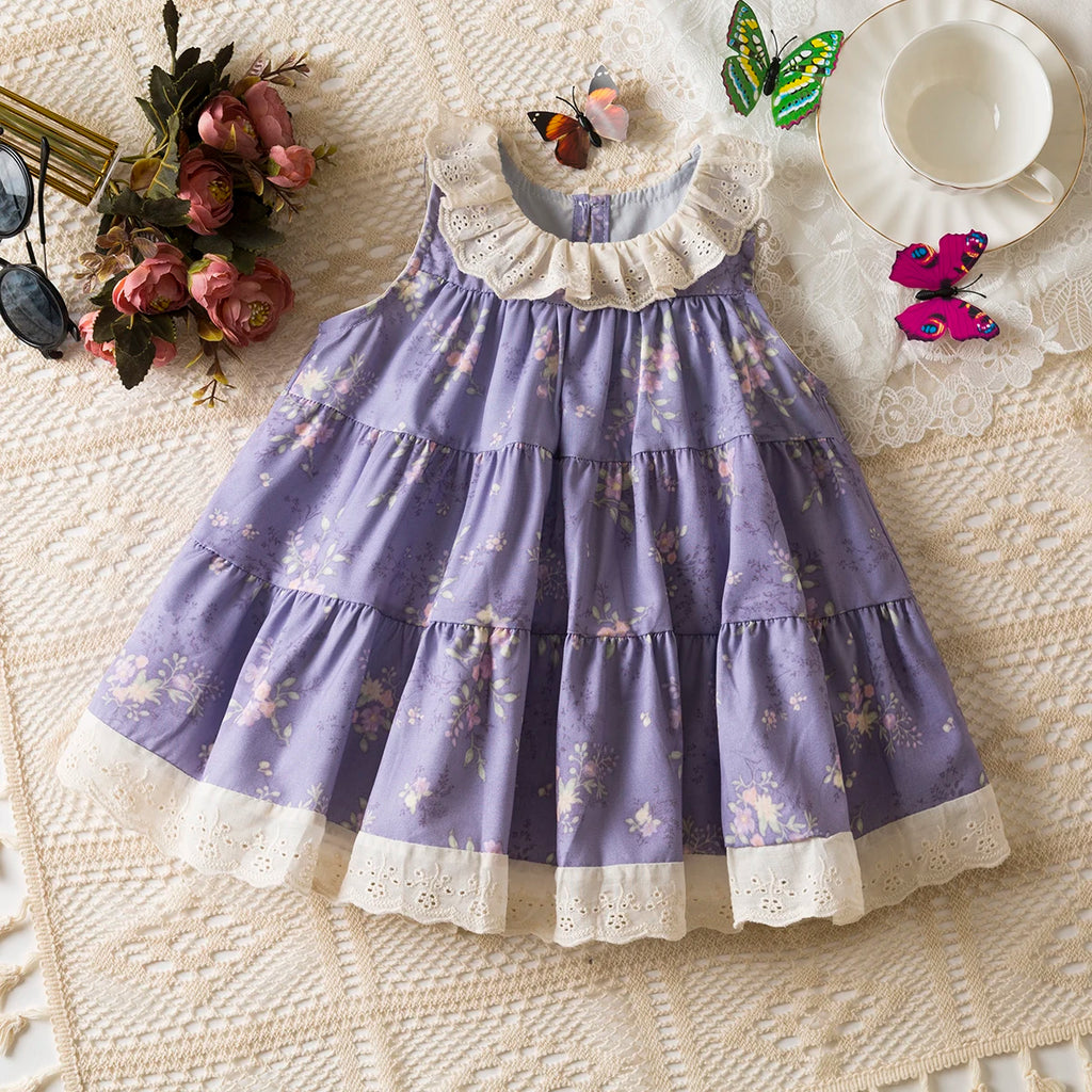 Baby Girl Dress Summer Cotton Floral Hanging Neck Girl Dress Cute Lace Girl Princess Dress Baby Clothes Girl
