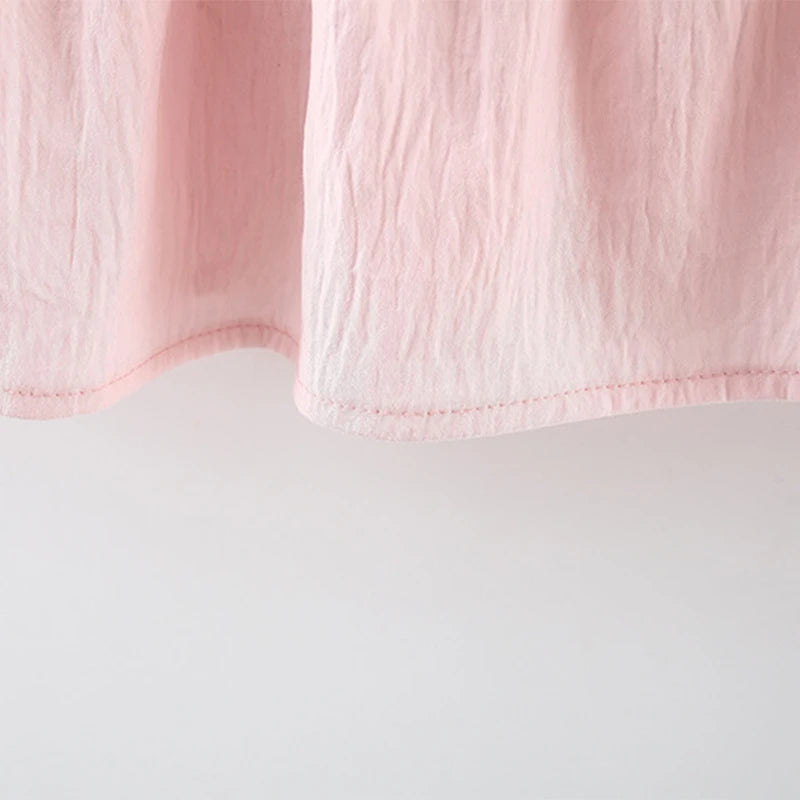 Summer Tulip Solid Small Flying Sleeves Dress for Kids Girl Cute Pink Princess Dress for Baby Kids