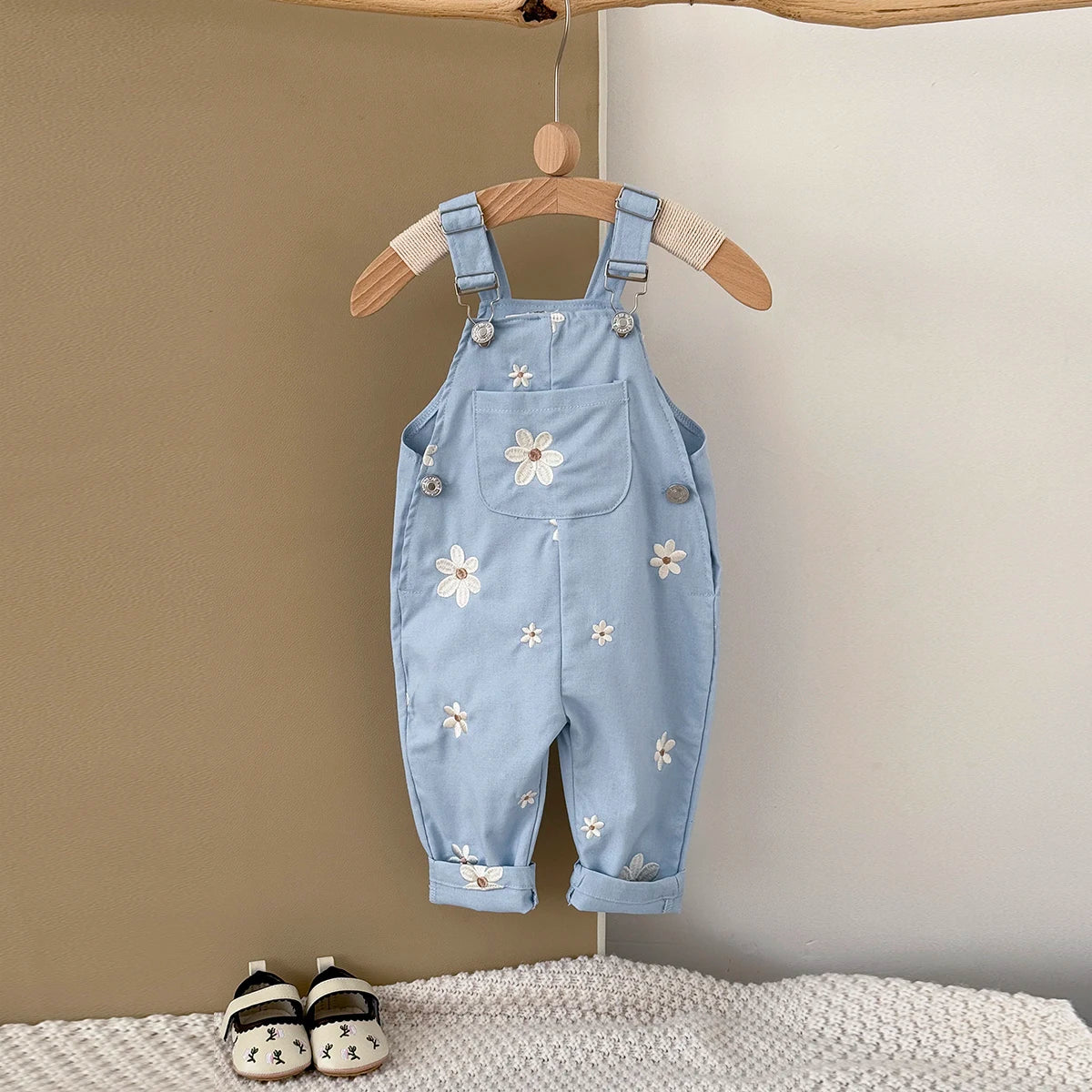 Baby Suspender Pants Sleeveless Flower