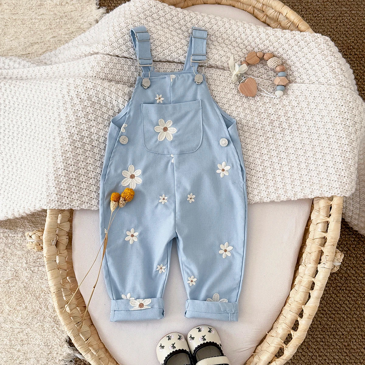 Baby Suspender Pants Sleeveless Flower
