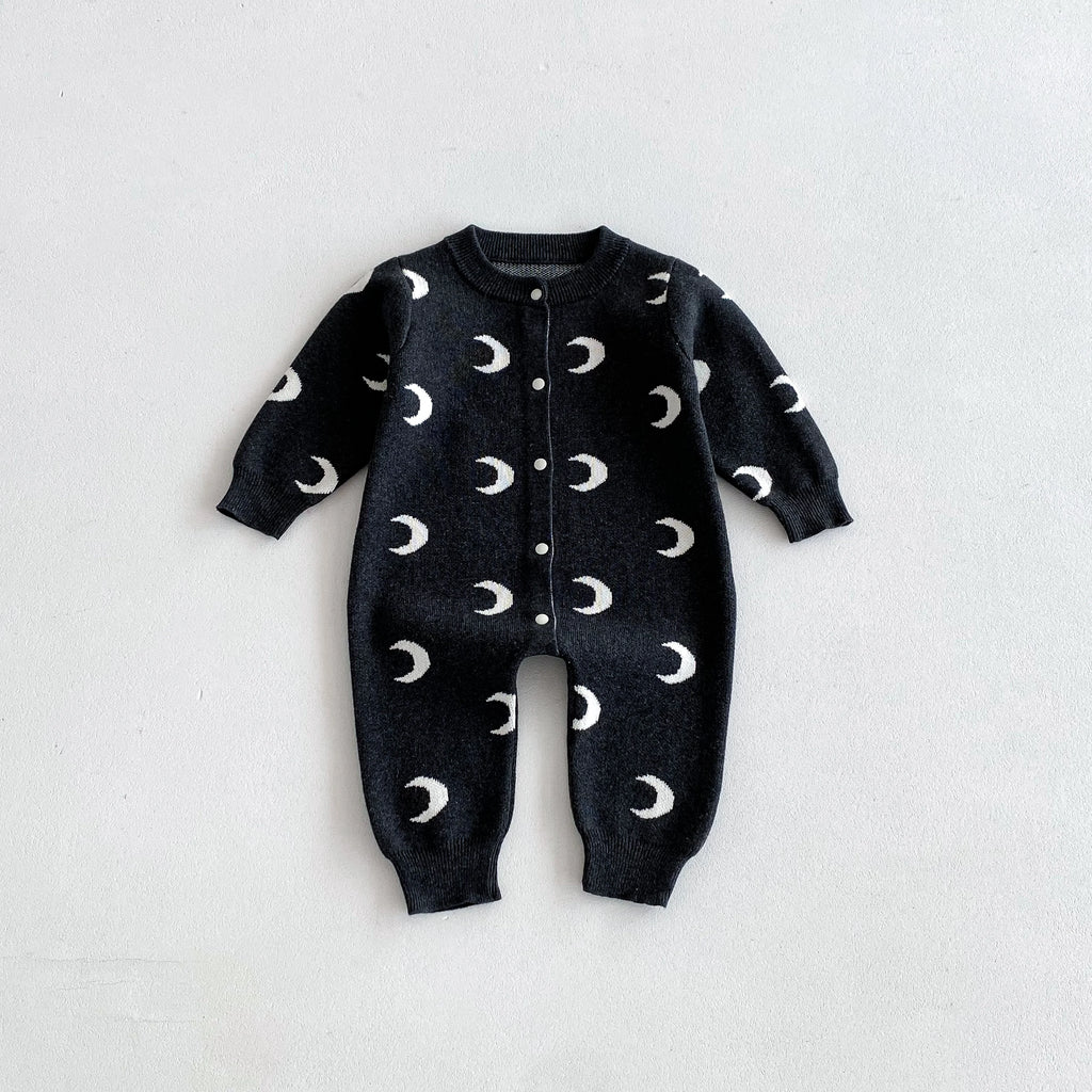 Baby Jumpsuits, Autumn Moon-Knitted Long-Sleeved Jumpsuits, Newborn Baby Sweaters, Crawling Suits
