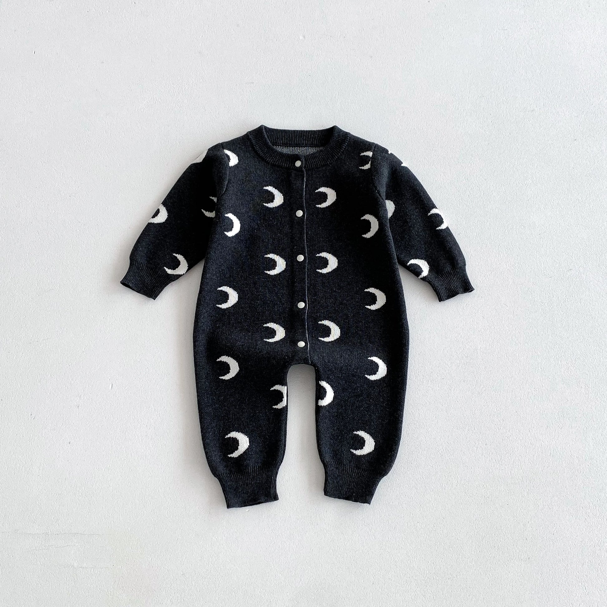 Baby Jumpsuits, Autumn Moon-Knitted Long-Sleeved Jumpsuits, Newborn Baby Sweaters, Crawling Suits