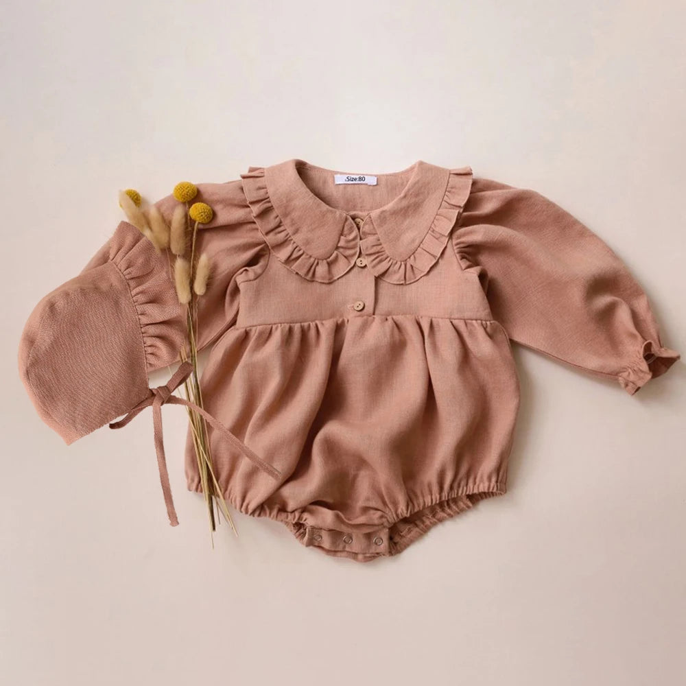 2PCS Summer Baby Girls Clothes 0-2 Y Linen Cotton Baby Girls Rompers Short Sleeve Newborn