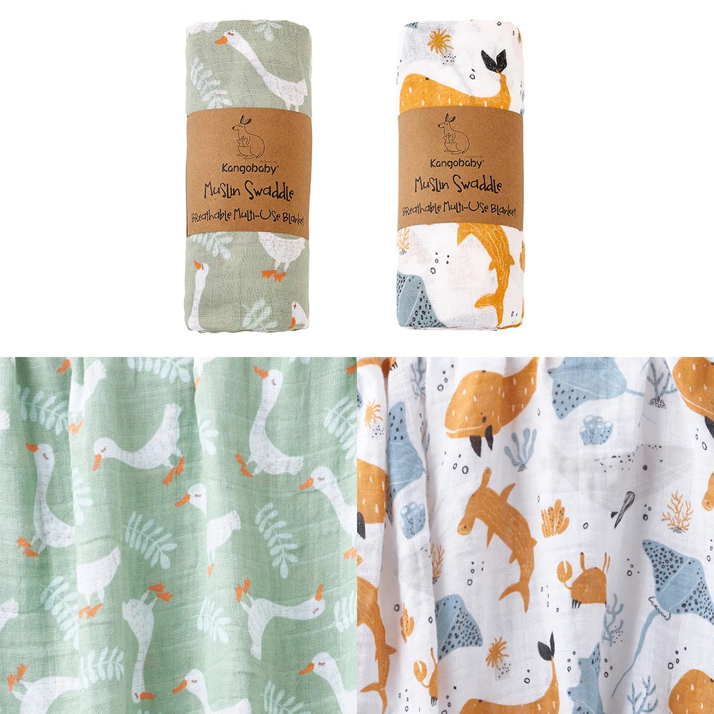 2pcs Set 100% Cotton Baby Muslin Swaddle Blanket Newborn Bath Towel Infant Wrap