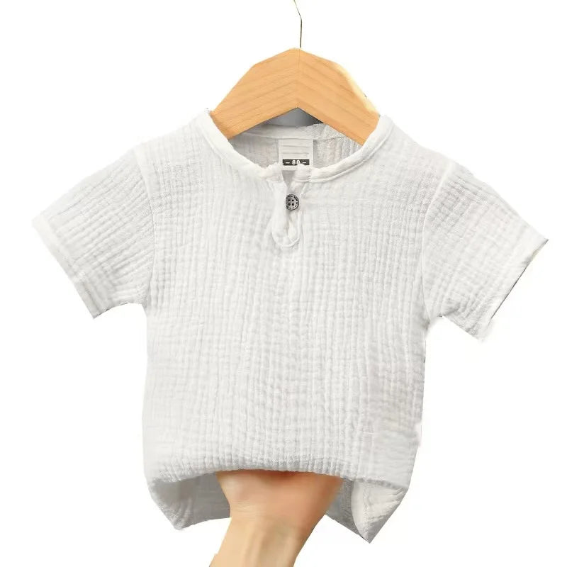 Baby Girls Boys  T Shirts Linen Cotton Boys Tops Children T-shirt
