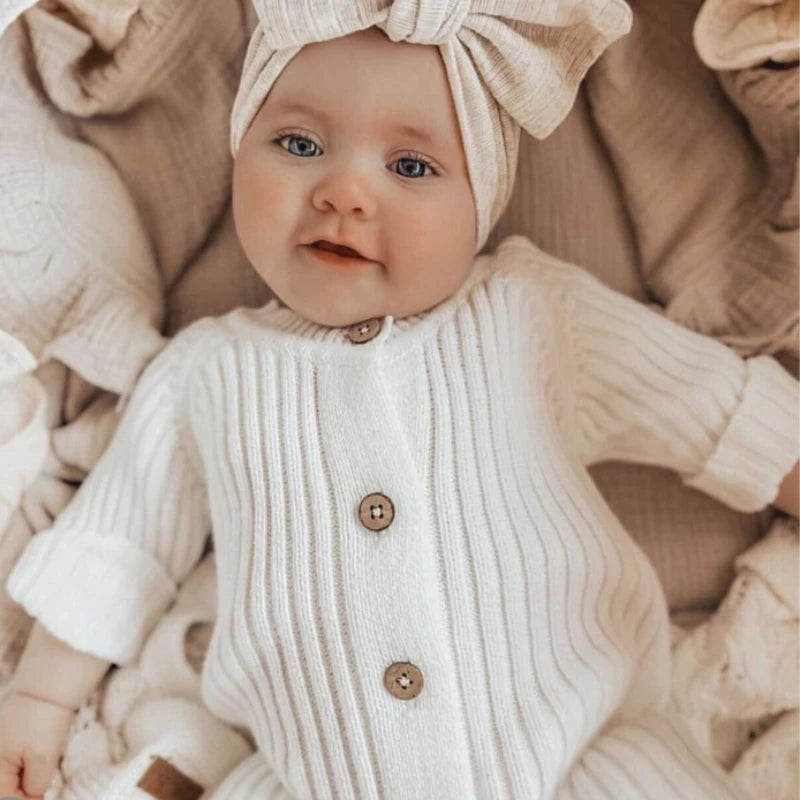 Infant Baby Girls Boys Knitted Jumpsuit Toddler Long Sleeved Knitting Romper