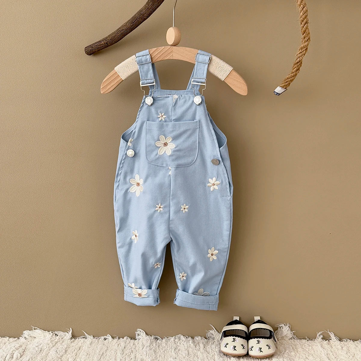 Baby Suspender Pants Sleeveless Flower