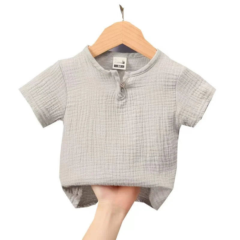 Baby Girls Boys  T Shirts Linen Cotton Boys Tops Children T-shirt