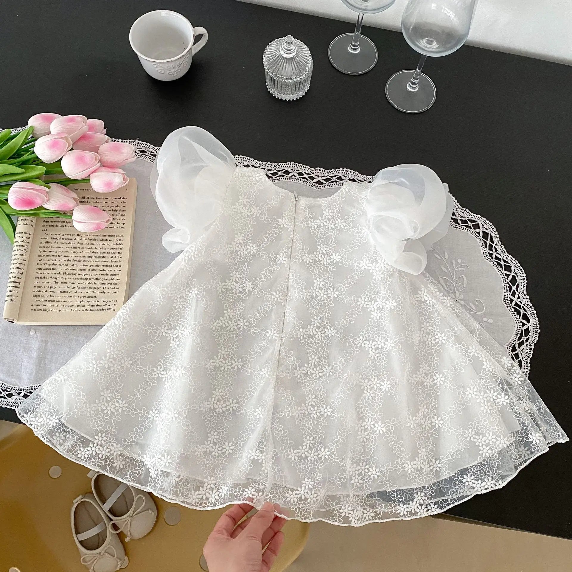 Summer New 0-3 Year Old Baby Clothing, Exquisite Baby Girl Dress, Bubble Short Sleeved Lace Skirt
