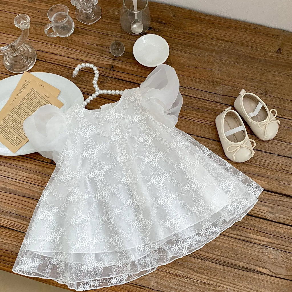 Summer New 0-3 Year Old Baby Clothing, Exquisite Baby Girl Dress, Bubble Short Sleeved Lace Skirt