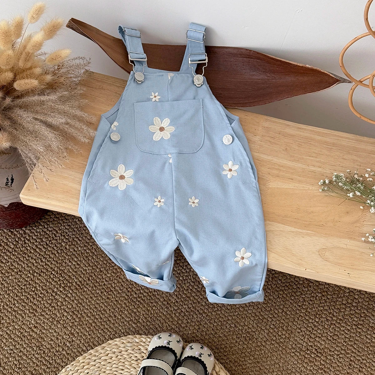 Baby Suspender Pants Sleeveless Flower