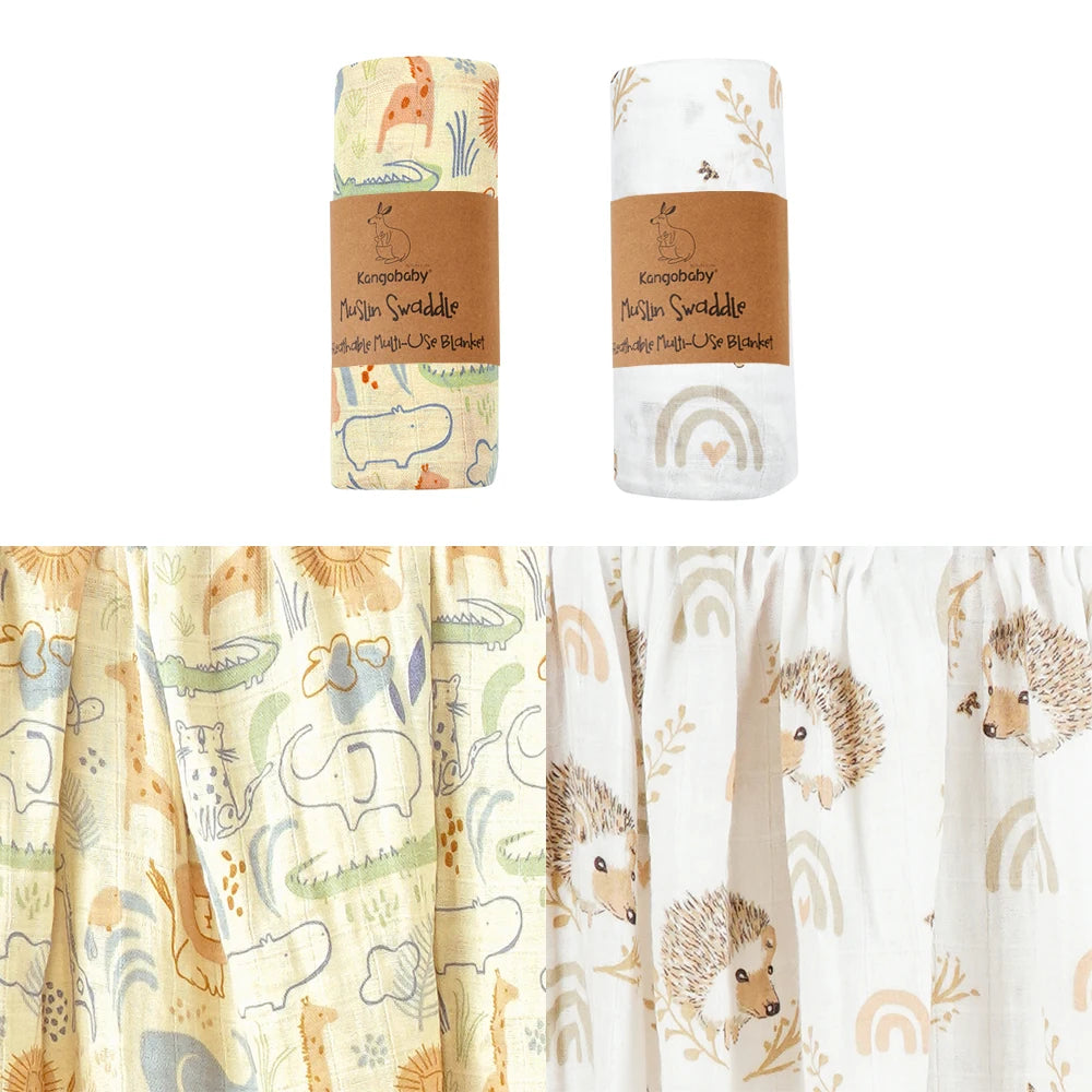 2pcs Set 100% Cotton Baby Muslin Swaddle Blanket Newborn Bath Towel Infant Wrap