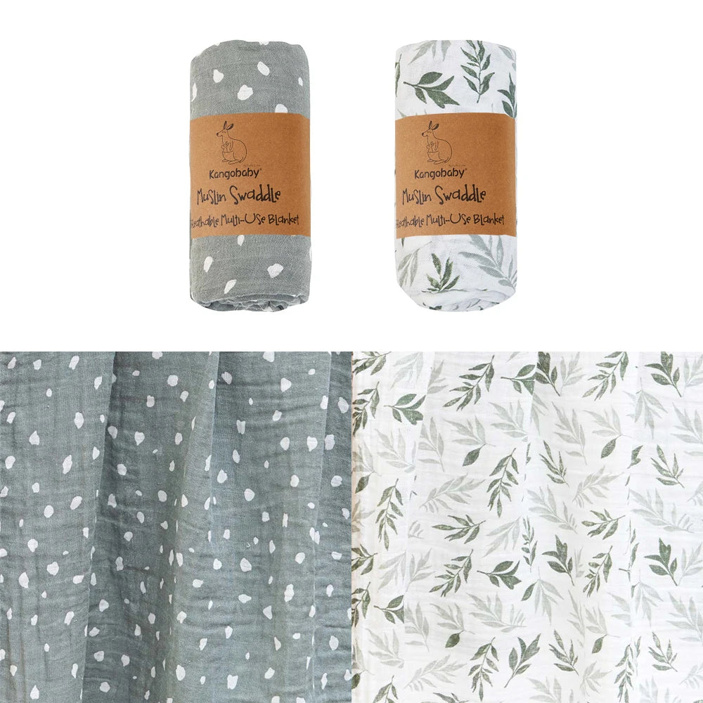 2pcs Set 100% Cotton Baby Muslin Swaddle Blanket Newborn Bath Towel Infant Wrap