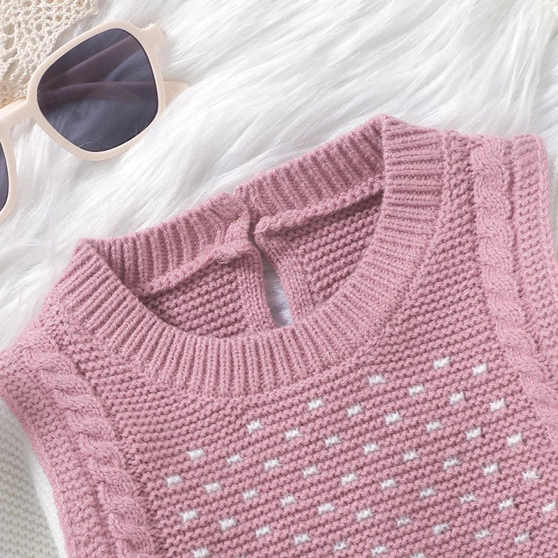 Baby Girl Rompers Autumn Pink Long Sleeve Knit Newborn Infant Jumpsuits Hats Outfits Set 0-18M Toddler Children Winter Playsuits