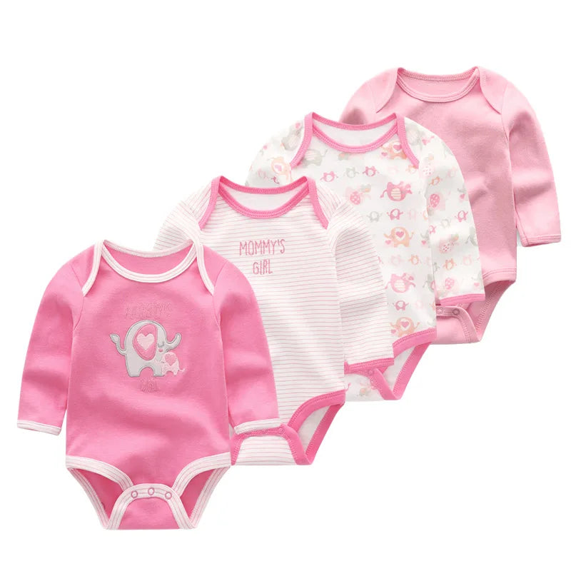 4Pcs/Lot Newborn Baby Bodysuit 0-12M Baby Romper Long Sleeve Roupas De Bebe Baby Boy Girl Clothes Set 2019