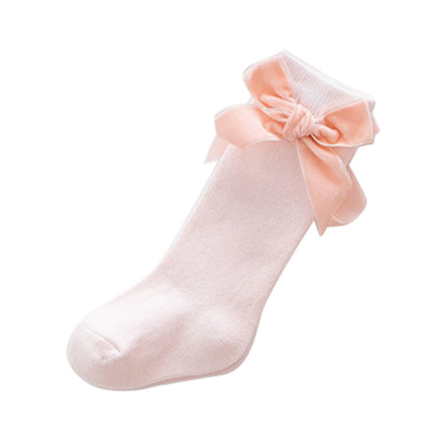 Classic cotton knee-high tights with velvet bow for newborns and babies (0-3 years)