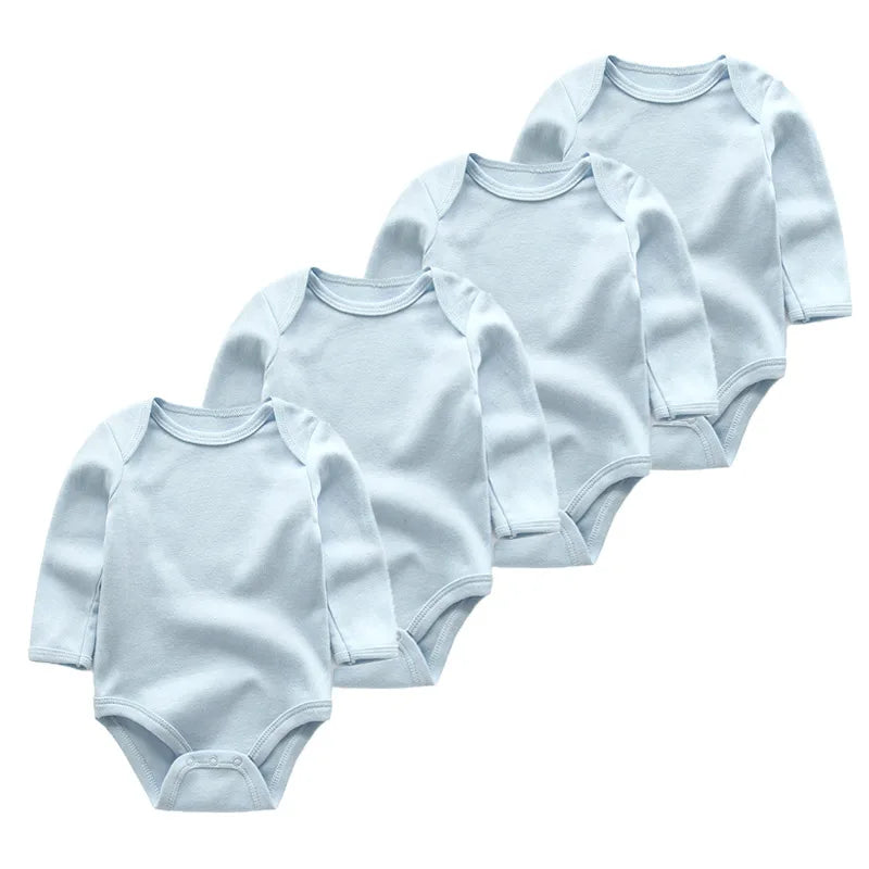 4Pcs/Lot Newborn Baby Bodysuit 0-12M Baby Romper Long Sleeve Roupas De Bebe Baby Boy Girl Clothes Set 2019
