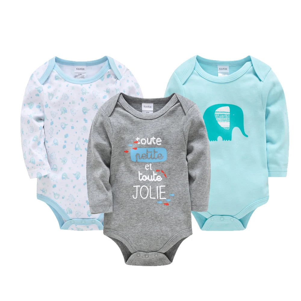 3 6 PCS/SET Baby Bodysuit 100% Cotton Body Bebe Girl Boy Clothes Cartoon Print Long Sleeve Autumn Winter Clothing