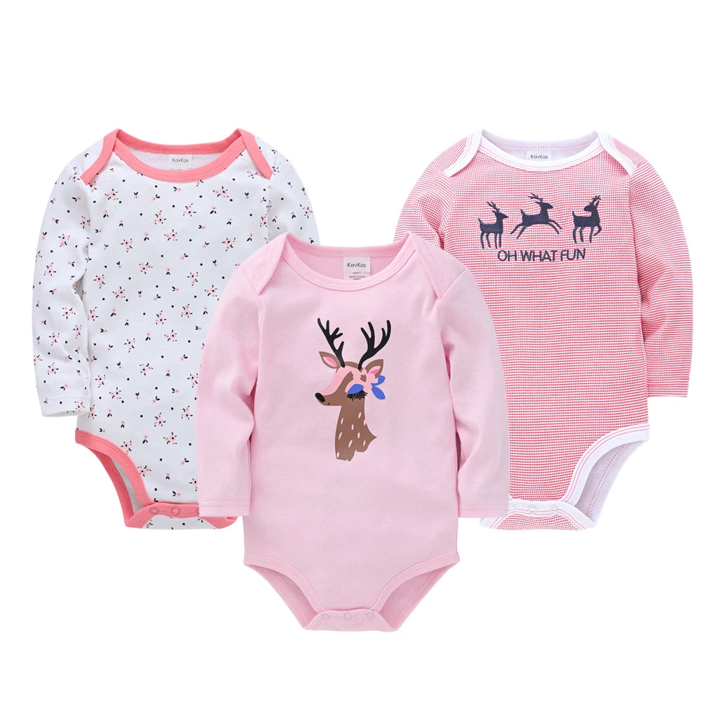 3 6 PCS/SET Baby Bodysuit 100% Cotton Body Bebe Girl Boy Clothes Cartoon Print Long Sleeve Autumn Winter Clothing