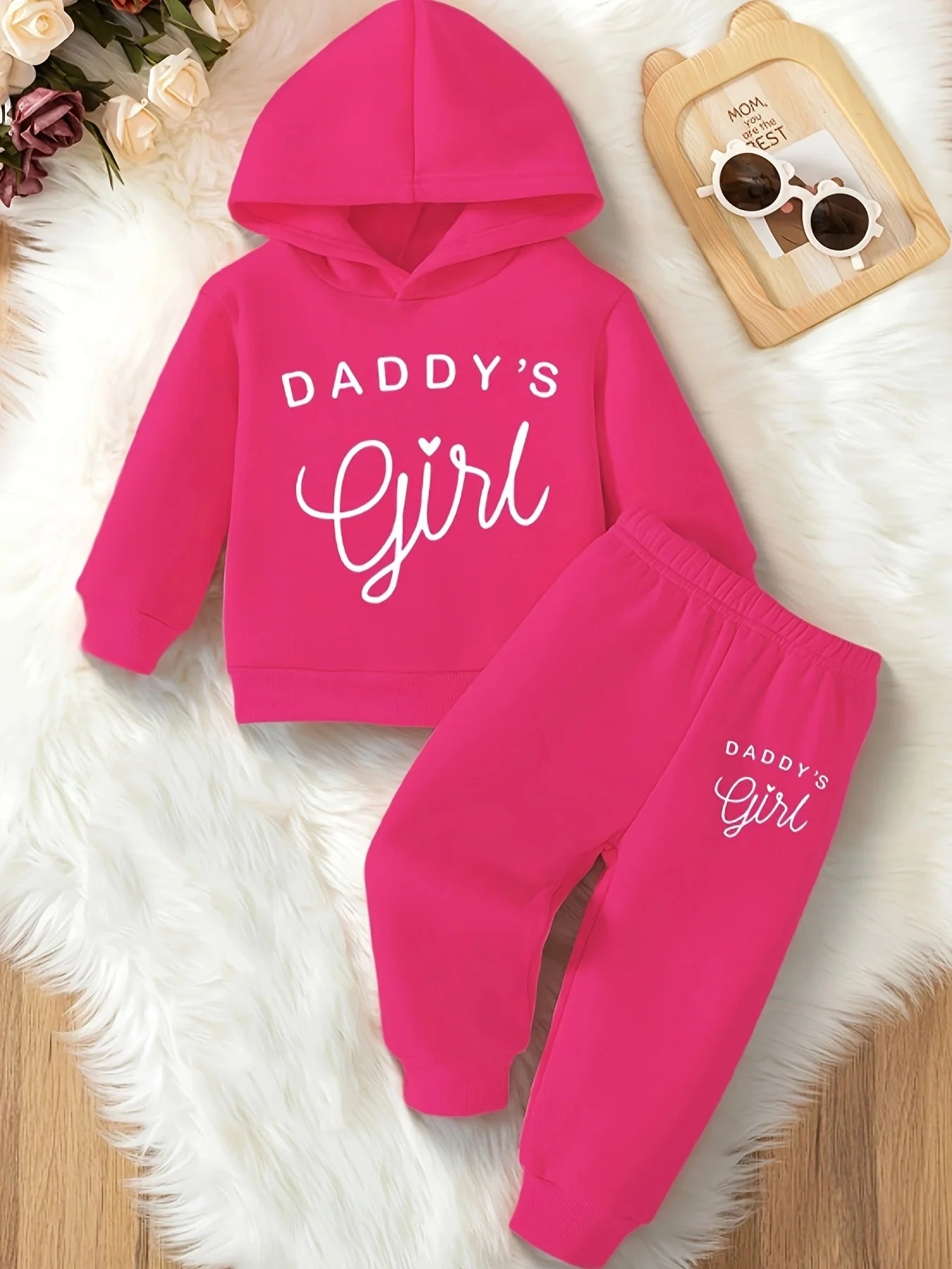 Baby Girl DADDY'S GIRL Letter Pattern Hoodie+Casual Pants Spring and Autumn Sports Set