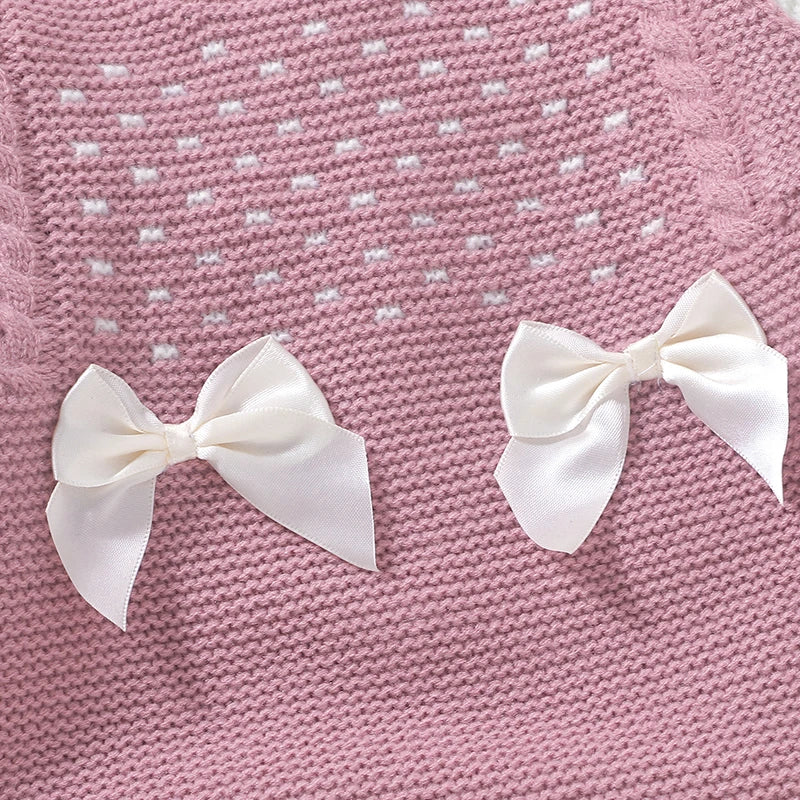 Baby Girl Rompers Autumn Pink Long Sleeve Knit Newborn Infant Jumpsuits Hats Outfits Set 0-18M Toddler Children Winter Playsuits