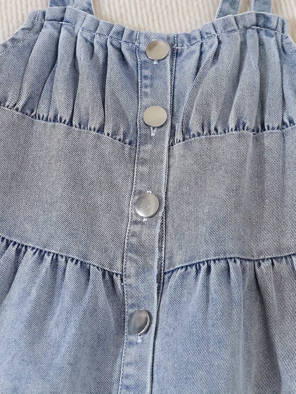 Autumn Baby Girl Long-Sleeved Denim Jacket + Strappy Cake Denim Skirt 2-Piece Outdoor Casual Denim Set