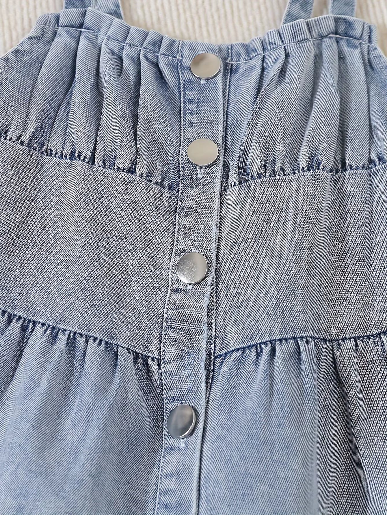 Autumn Baby Girl Long-Sleeved Denim Jacket + Strappy Cake Denim Skirt 2-Piece Outdoor Casual Denim Set