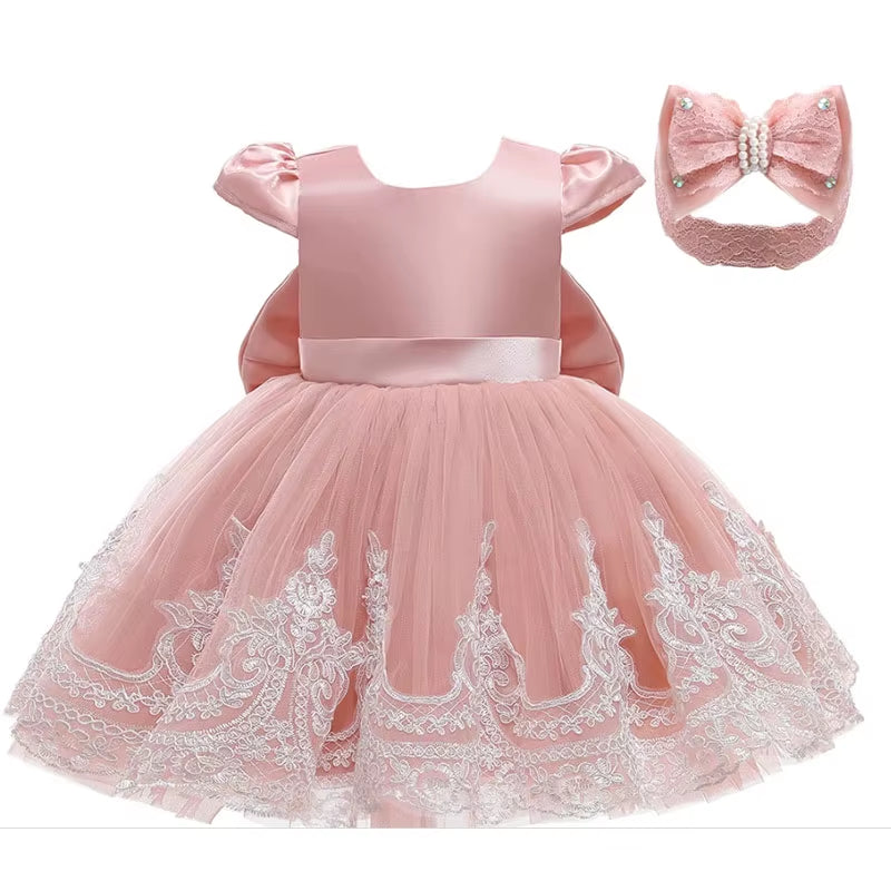 Black Dresses for Baby Girl 1St Birthday Party Dress Backless Bow Cute Baby Baptism Gown Kids Wedding Elegant Princess Dress