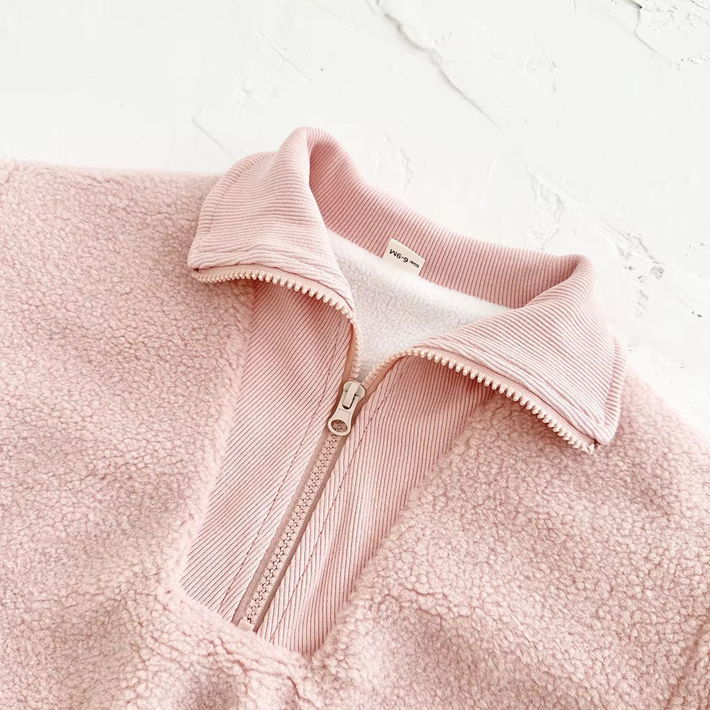 Toddler Baby Boy Clothes 0-3Y Baby Girls Clothes Sherpa Fleece Thickened Baby Tops Sweatshirt Mock Neck Warm Winter Outwear