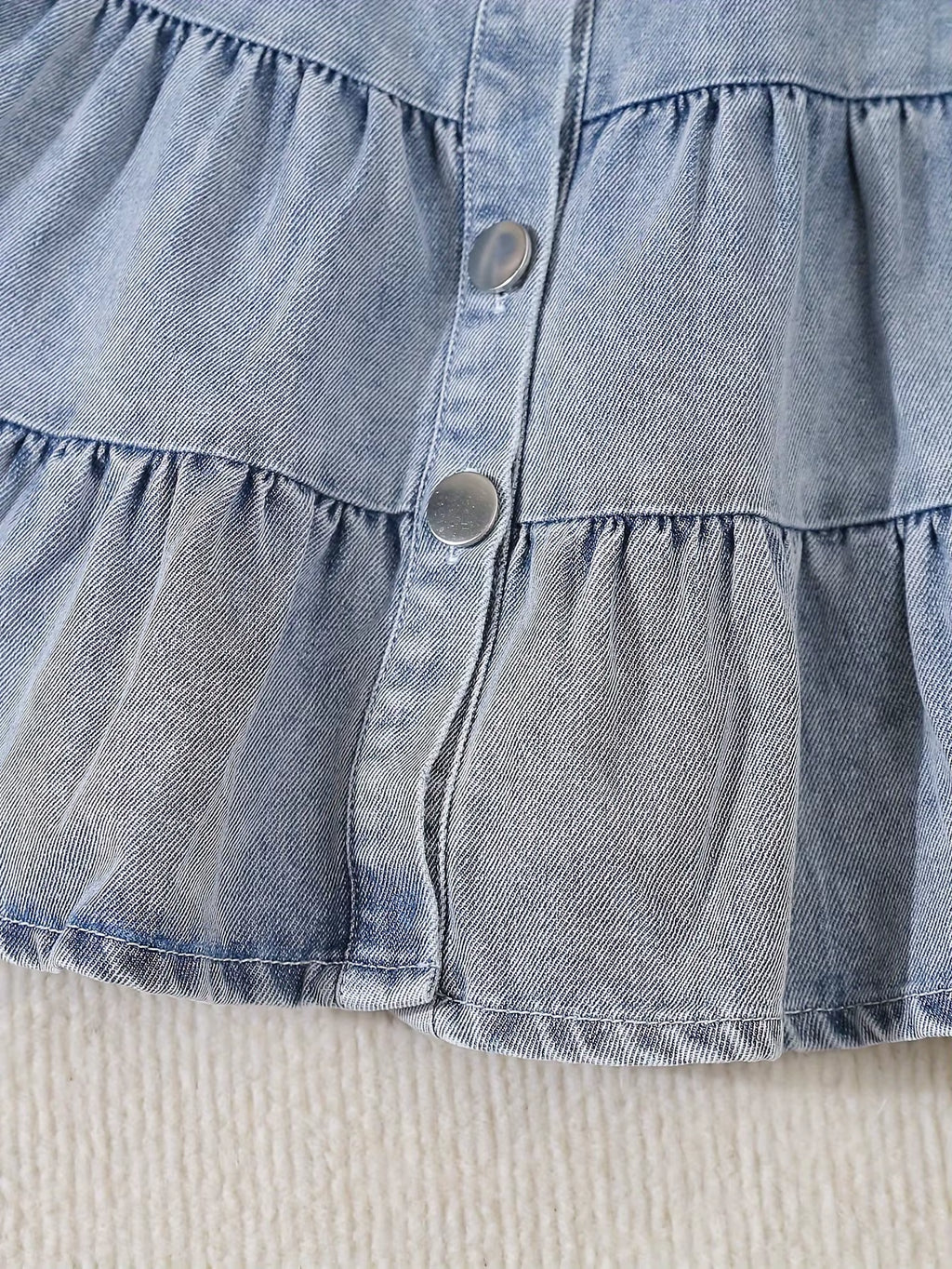 Autumn Baby Girl Long-Sleeved Denim Jacket + Strappy Cake Denim Skirt 2-Piece Outdoor Casual Denim Set